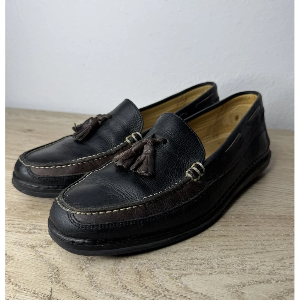 Sandro Moscoloni Vineyard Black and Brown Leather Loafer Shoes Mens Size‎ 9.5 D